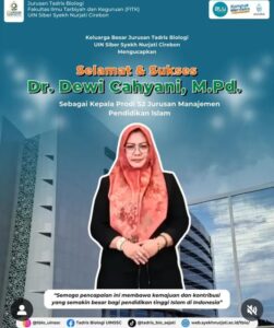 Selamat & Sukses  Atas dilantiknya Dr. Dewi Cahyani, M.Pd.  Sebagai Ketua Prodi S2 Jurusan Manajemen Pendidikan Islam (MPI)