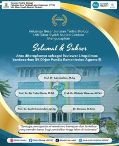 Dosen Jurusan Tadris Biologi FITK UIN Siber Syekh Nurjati Cirebon Ditetapkan Sebagai Reviewer Litapdimas 2025-2027