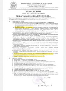 Pengumuman Penerimaan Beasiswa Bank Indonesia
