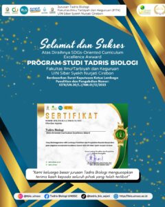 Tadris Biologi UIN Siber Syekh Nurjati Raih SDGs-Oriented Curriculum Excellence Award