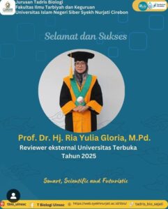 Prof. Dr. Hj. Ria Yulia Gloria, M.Pd., Dosen Jurusan Tadris Biologi Menjadi Reviewer Eksternal Universitas Terbuka